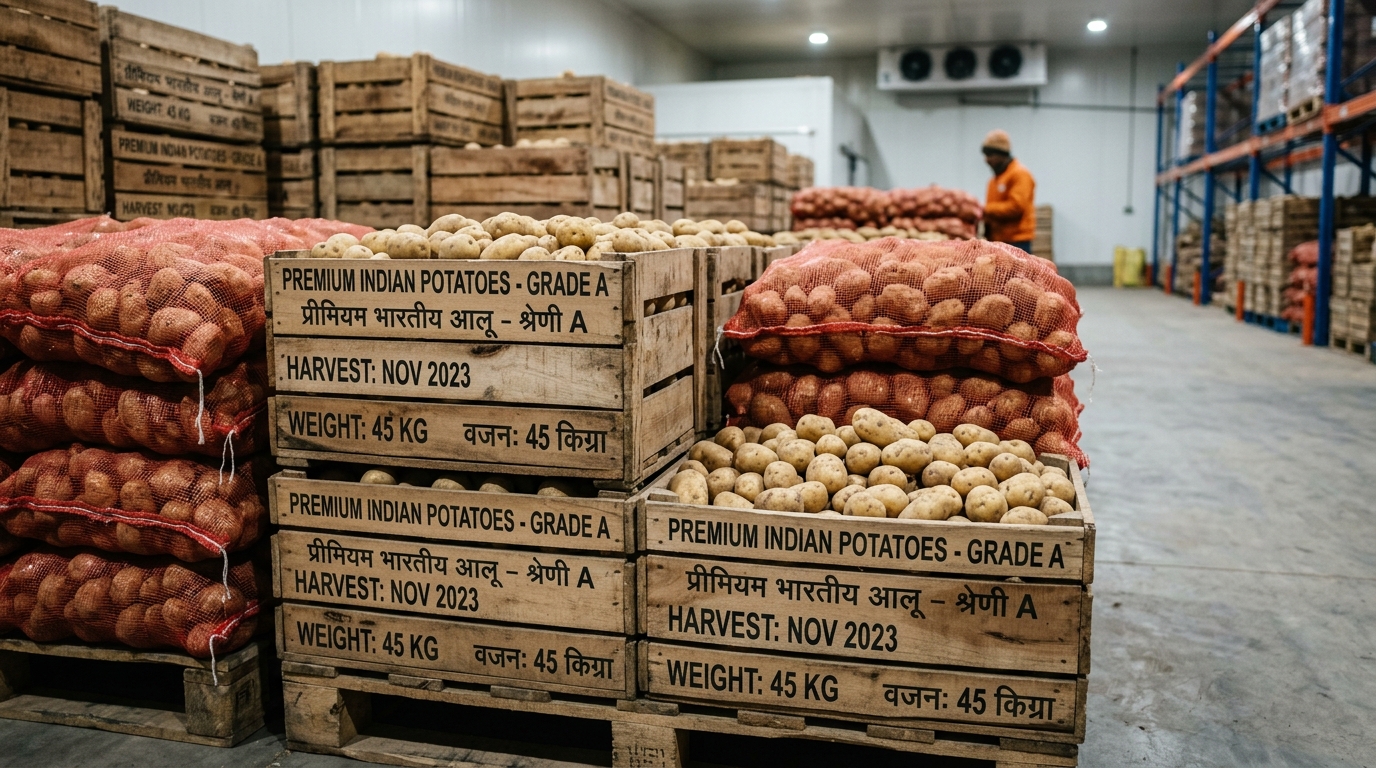Graded Potatoes in Cold Storage